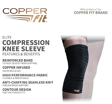 Copperfit Unisex Elite Copper Infused Knee Compression Sleeve - Unisex