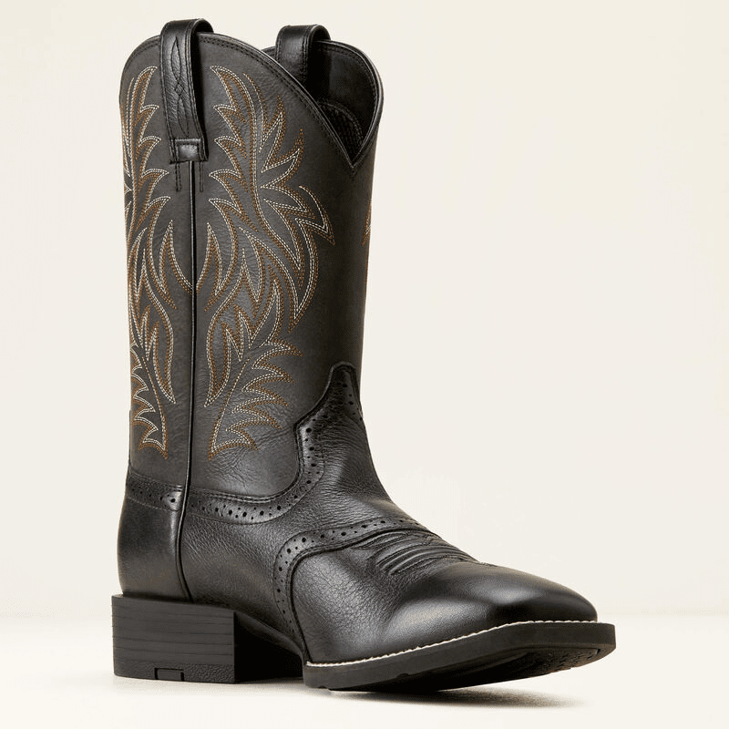Ariat Sport Western Wide Square Toe Cowboy Boot Black Deertan 11.5 D 884849930106 Shoe Deals Outlet