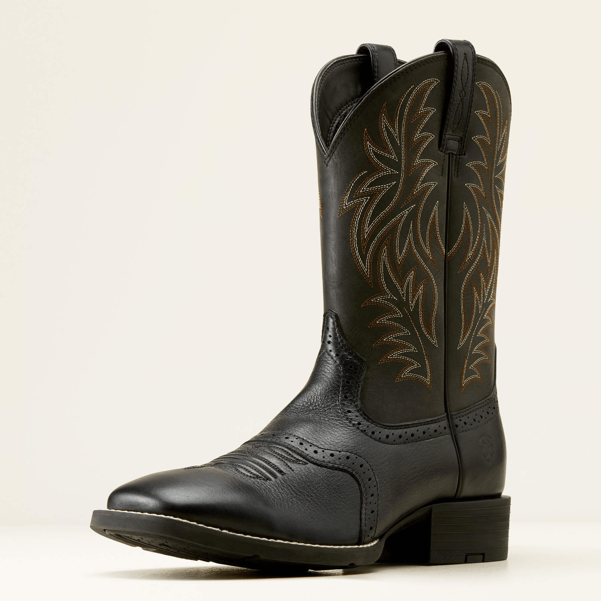 Ariat Sport Western Wide Square Toe Cowboy Boot Black Deertan 9.5 EE 884849930168 Shoe Deals Outlet