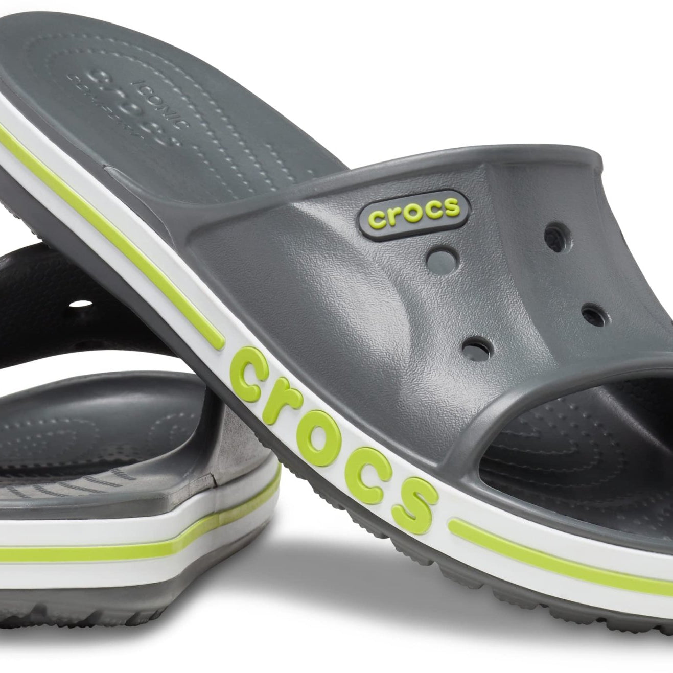 Crocs Bayaband Slide - Unisex Grey/Lime Shoe Deals Outlet