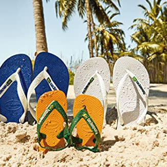 Havaianas Brazil Logo Flip Flops - Unisex Marine Blue Shoe Deals Outlet