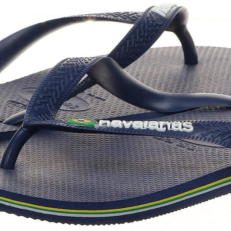 Havaianas Brazil Logo Flip Flops - Unisex Marine Blue Shoe Deals Outlet