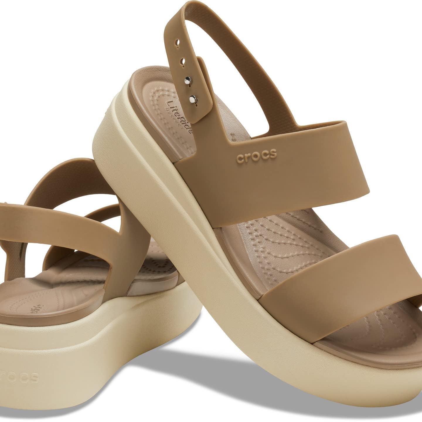 Crocs Brooklyn Low Wedge - Women's Khaki/Bone Shoe Deals Outlet