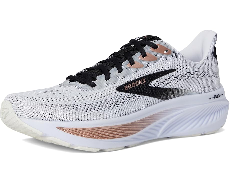 Brooks Ghost 17 White / Black / Rose Gold 10.5 B 195394673760 Shoe Deals Outlet