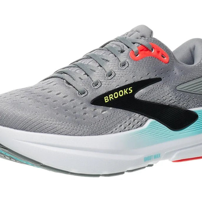 Brooks Ghost Max 3 Primer Grey / Antarctica / Red 8.5 D 195394691917 Shoe Deals Outlet
