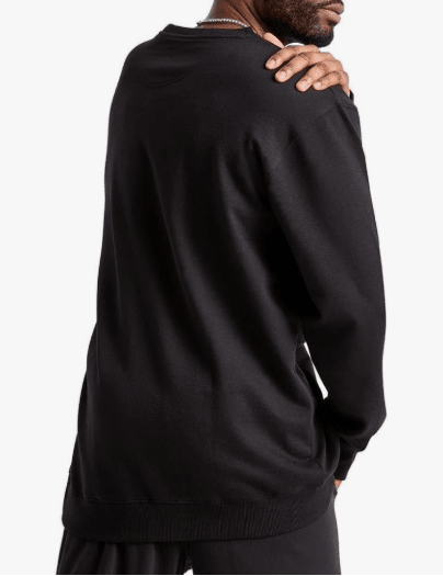 Champion POWERBLEND GRAPHIC CREW FLEECE Black - Classic Script Logo Small 738994445414 Shoe Deals Outlet