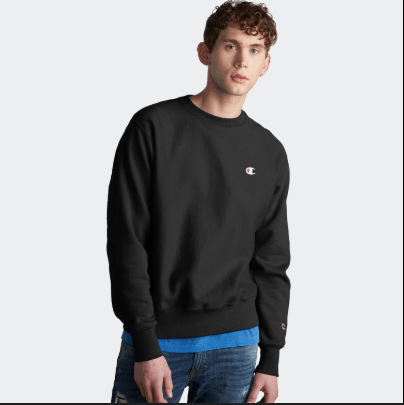Champion Reverse Weave Crewneck Sweater Black - C Logo Small 090563357420 Shoe Deals Outlet