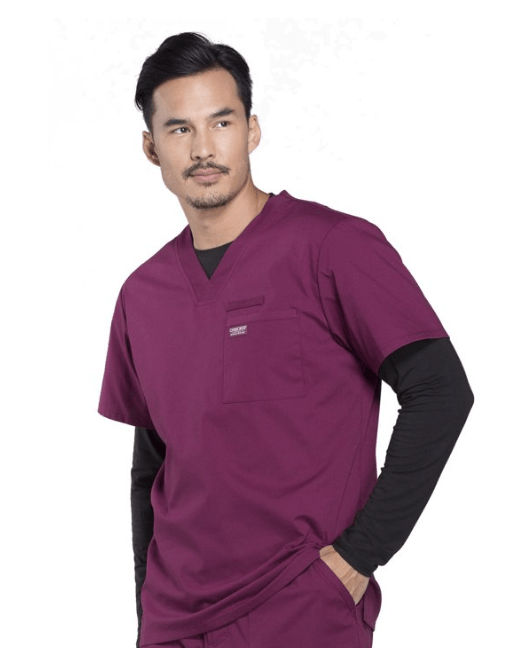 Cherokee Mens Scrubs Workwear Professionals Tuckable V - Neck Top Wine Large 737314936953 Shoe Deals Outlet