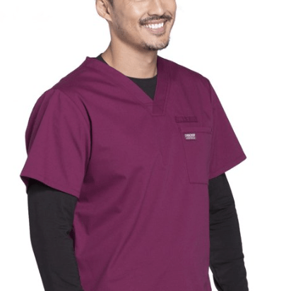 Cherokee Mens Scrubs Workwear Professionals Tuckable V - Neck Top Wine Large 737314936953 Shoe Deals Outlet