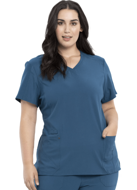 Cherokee Scrubs iFlex V - Neck Top Caribbean Blue Medium 194661140462 Shoe Deals Outlet