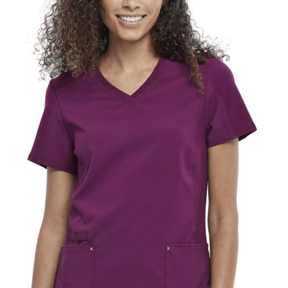 Cherokee Scrubs iFlex V - Neck Top Wine XS 194661076976 Shoe Deals Outlet