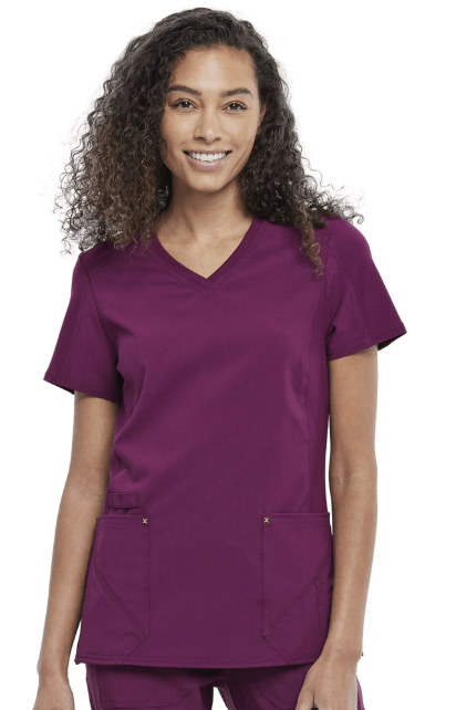 Cherokee Scrubs iFlex V - Neck Top Wine XS 194661076976 Shoe Deals Outlet