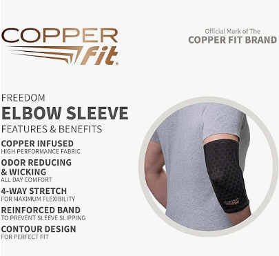 CopperFit Unisex Adult Compression Sleeve Elbow Black M 754502040933 Shoe Deals Outlet