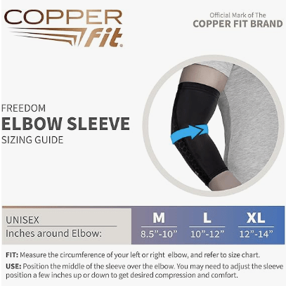 CopperFit Unisex Adult Compression Sleeve Elbow Black M 754502040933 Shoe Deals Outlet