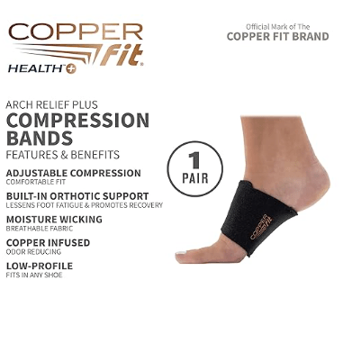 CopperFit Unisex Arch Relief Support Wrap Black OSFA 754502049103 Shoe Deals Outlet