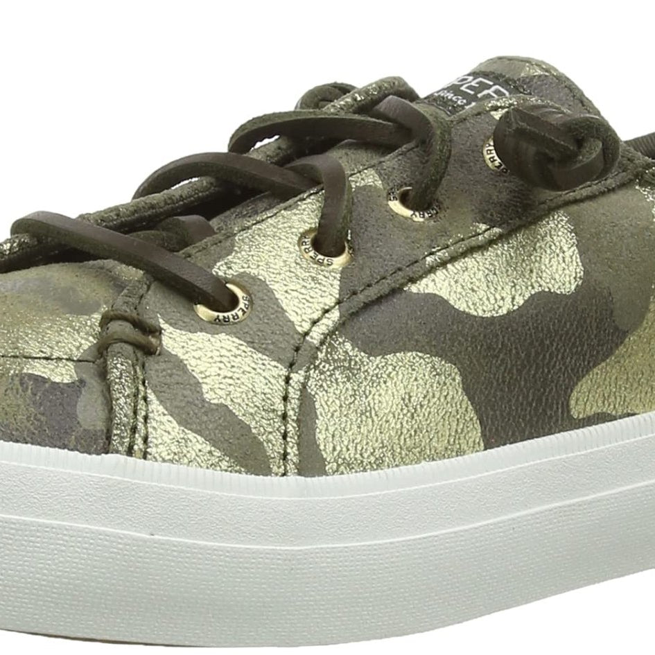 Sperry Crest Vibe Metallic Leather - Women's Silver Camo Shoe Deals Outlet