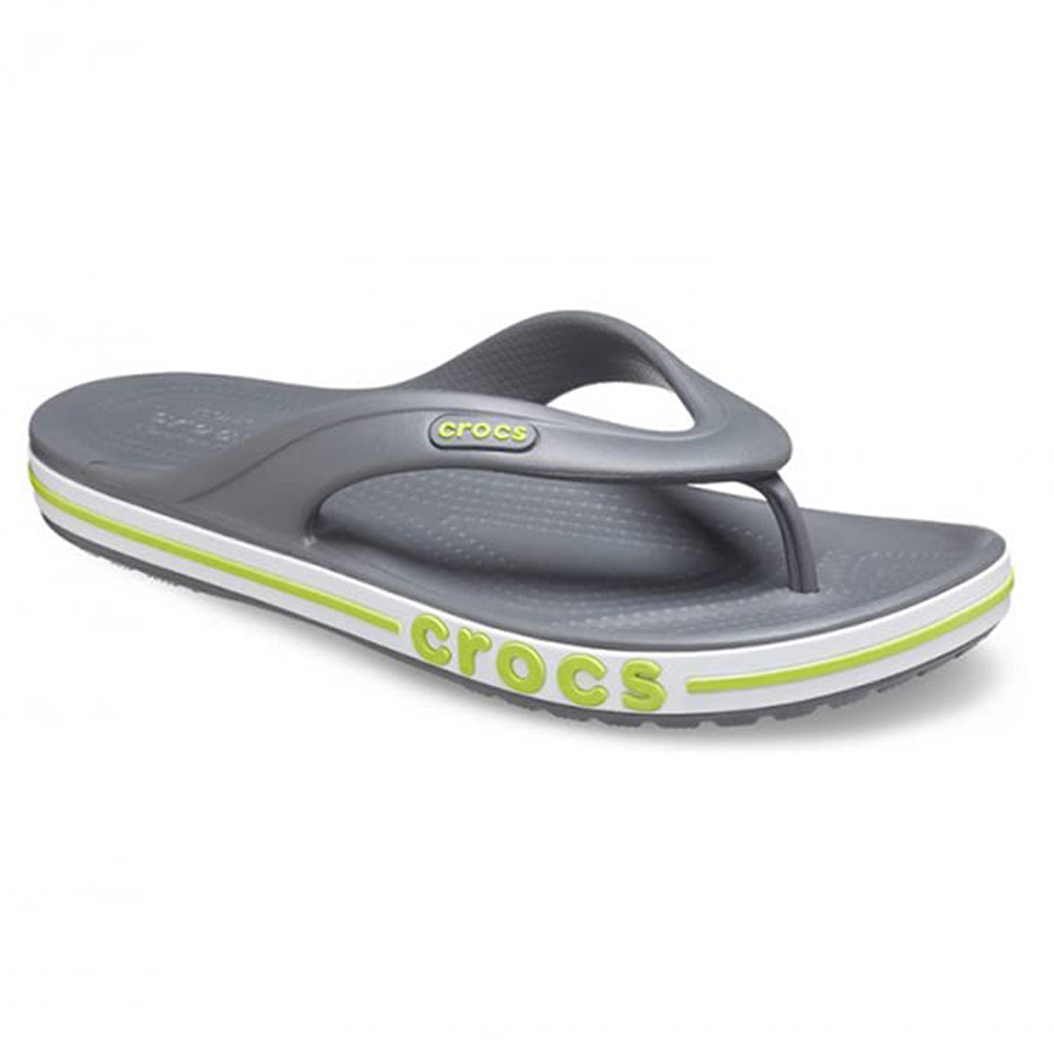 Crocs Crocband Baya Flip Flop - Unisex Slate Grey/Lime Punch Shoe Deals Outlet