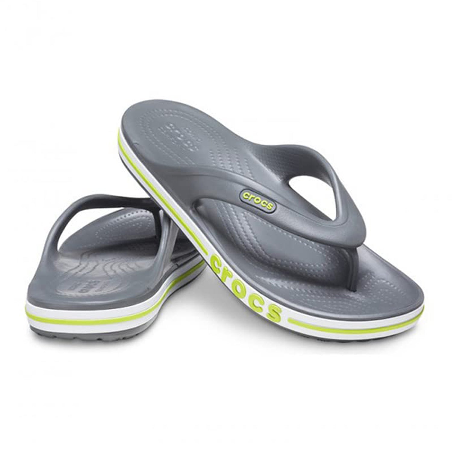 Crocs Crocband Baya Flip Flop - Unisex Slate Grey/Lime Punch Shoe Deals Outlet