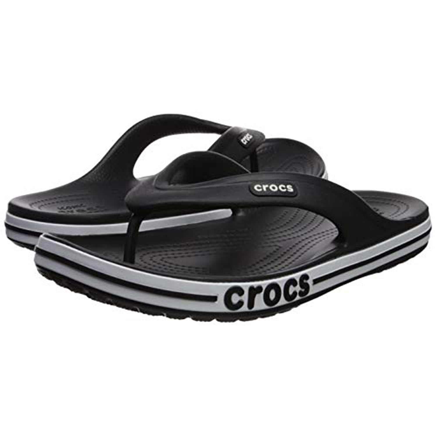 Crocs Crocband Baya Flip Flop - Unisex Black/White Shoe Deals Outlet