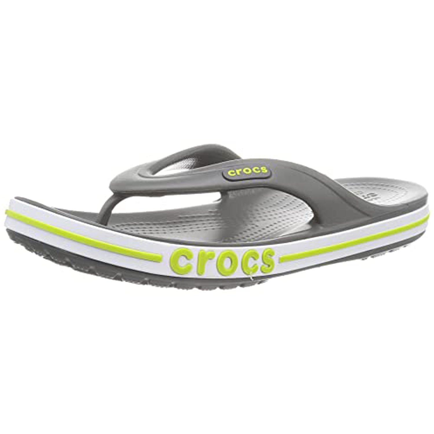 Crocs Crocband Baya Flip Flop - Unisex Slate Grey/Lime Punch Shoe Deals Outlet