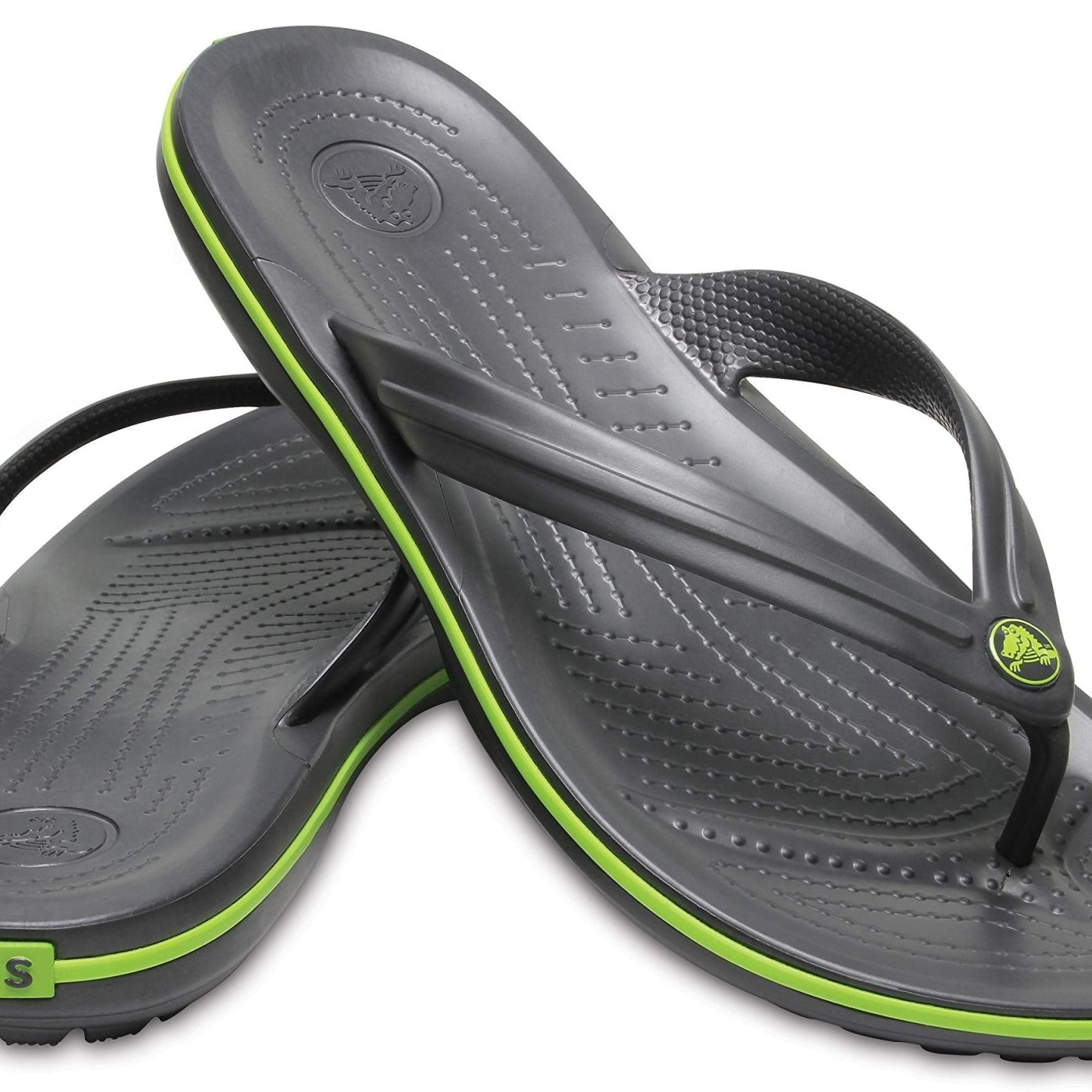 Crocs Crocband Flip - Unisex Graphite/Volt Green Shoe Deals Outlet