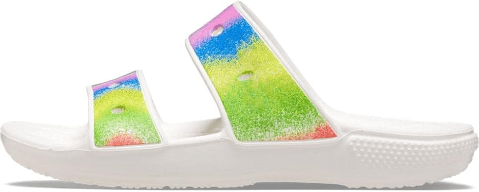Crocs Classic Two - Strap Slide White / Spray Dye Men's M / Women's 12 M 196265153770 Shoe Deals Outlet