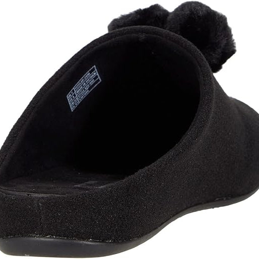 FitFlop Chrissie Pom Pom Mule All Black 6 M 195305063864 Shoe Deals Outlet