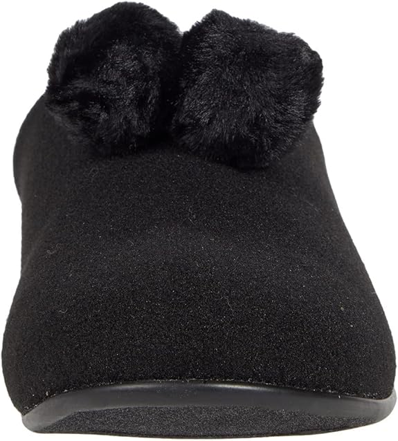 FitFlop Chrissie Pom Pom Mule All Black 6 M 195305063864 Shoe Deals Outlet