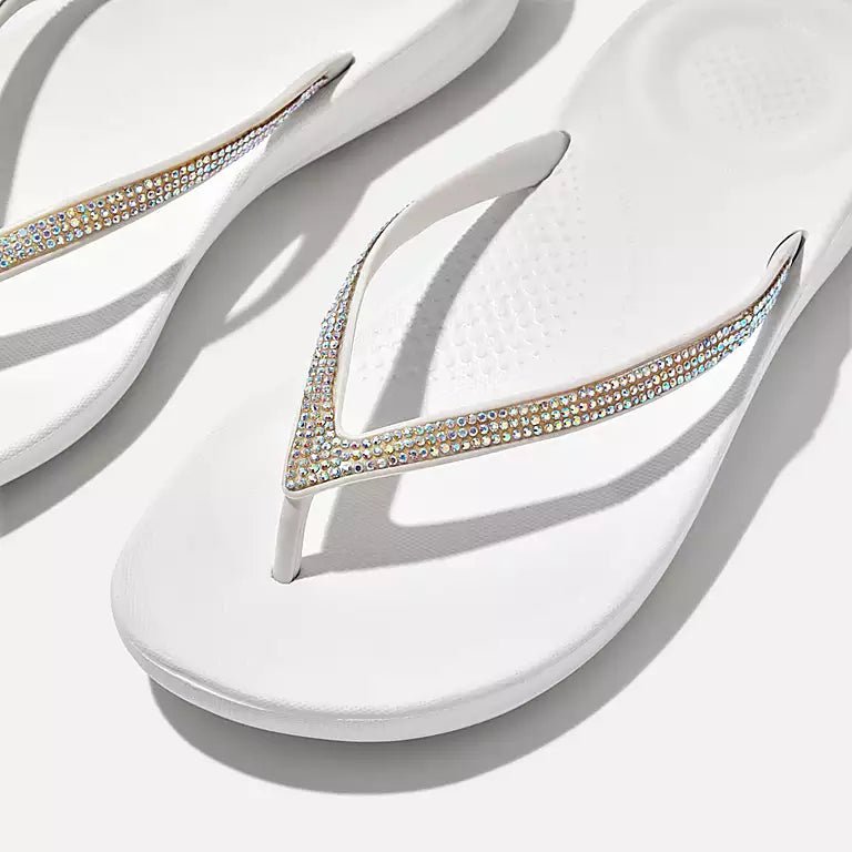 FitFlop Classic iQushion Sparkle Ergonomic Urban White 8.5 M 192051806226 Shoe Deals Outlet