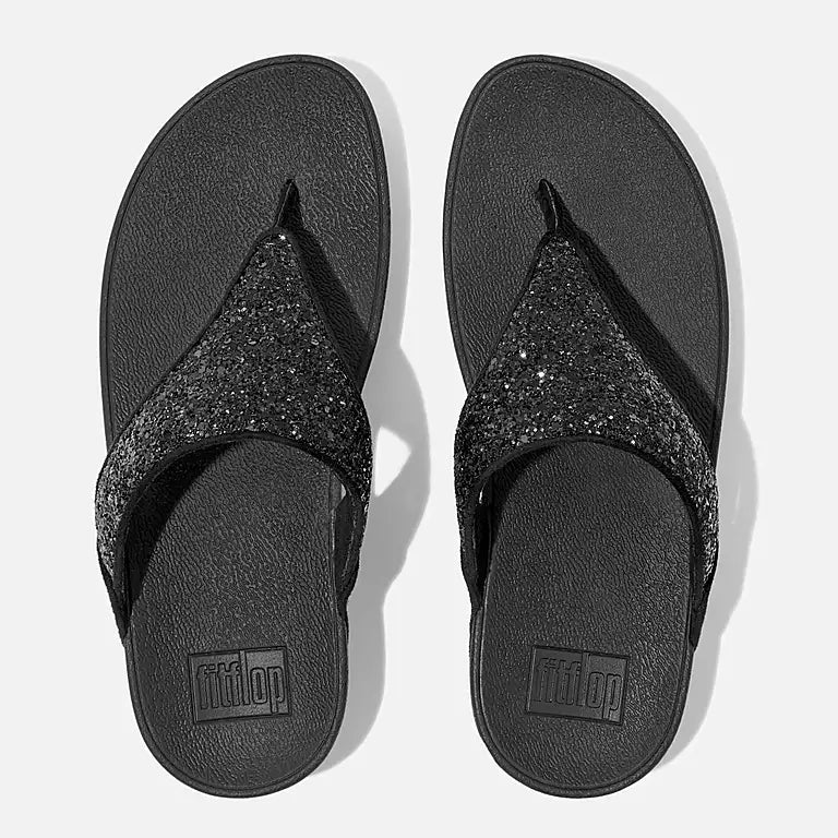 FitFlop Glitter Toe - Post Sandals Black Glitter 7 M 193998235339 Shoe Deals Outlet