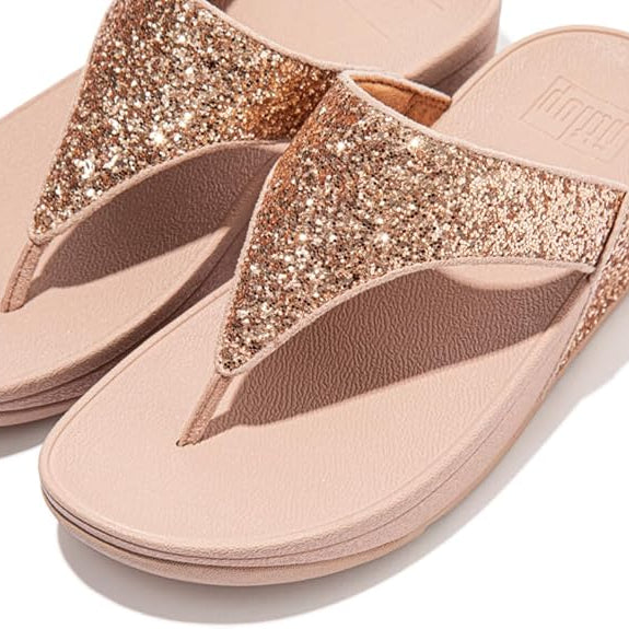 FitFlop Lulu Glitter Toe - Thongs Rose Gold 10 M 195305344222 Shoe Deals Outlet