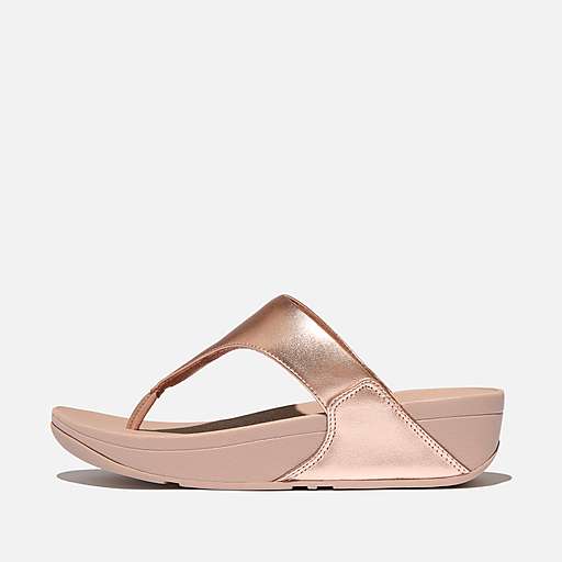 FitFlop Lulu Leather Toe - Post Sandals Rose Gold 8.5 M 193286492611 Shoe Deals Outlet