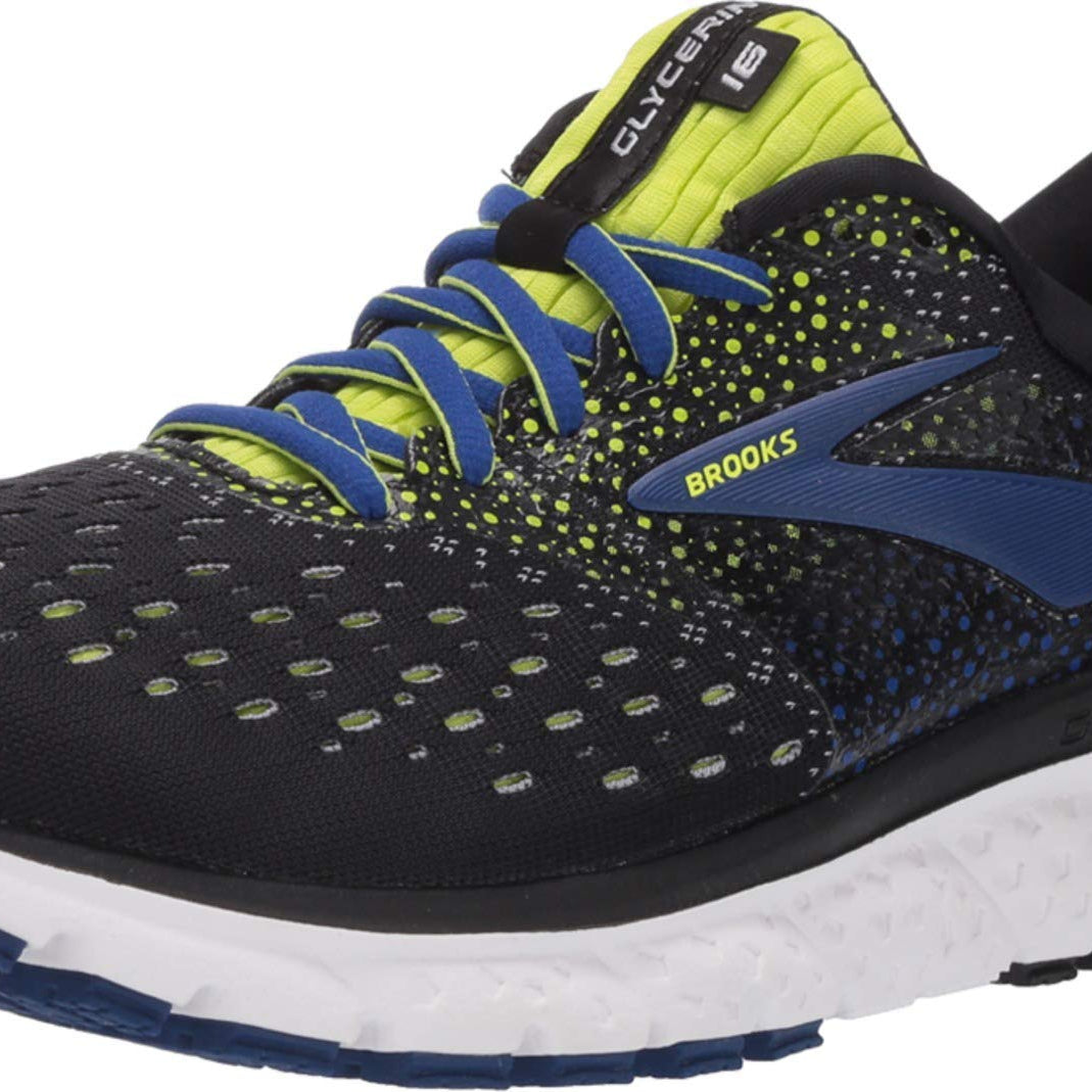 Brooks Glycerin 16 - Men's Black Black Lime Blue 050 Shoe Deals Outlet