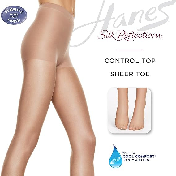 Hanes Silk Reflections Silky Sheer Control Top Pantyhose Pearl CD 012036121420 Shoe Deals Outlet