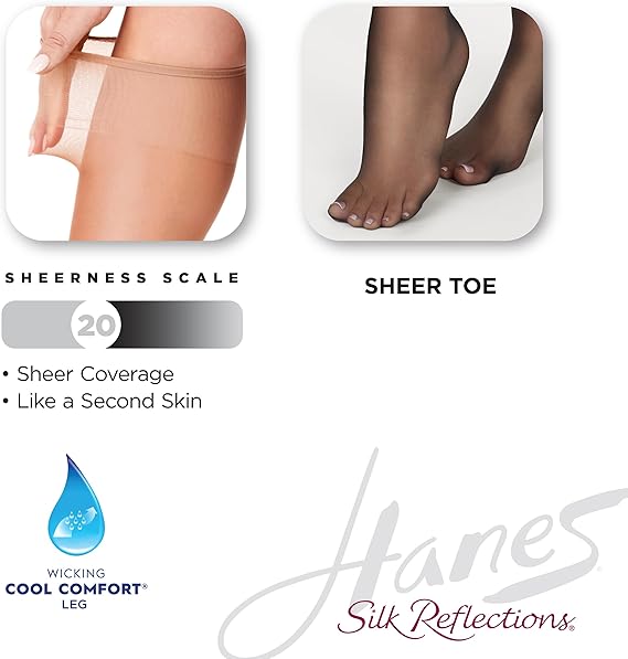 Hanes Silk Reflections Silky Sheer Knee Highs Barely There OSFA 012036123103 Shoe Deals Outlet
