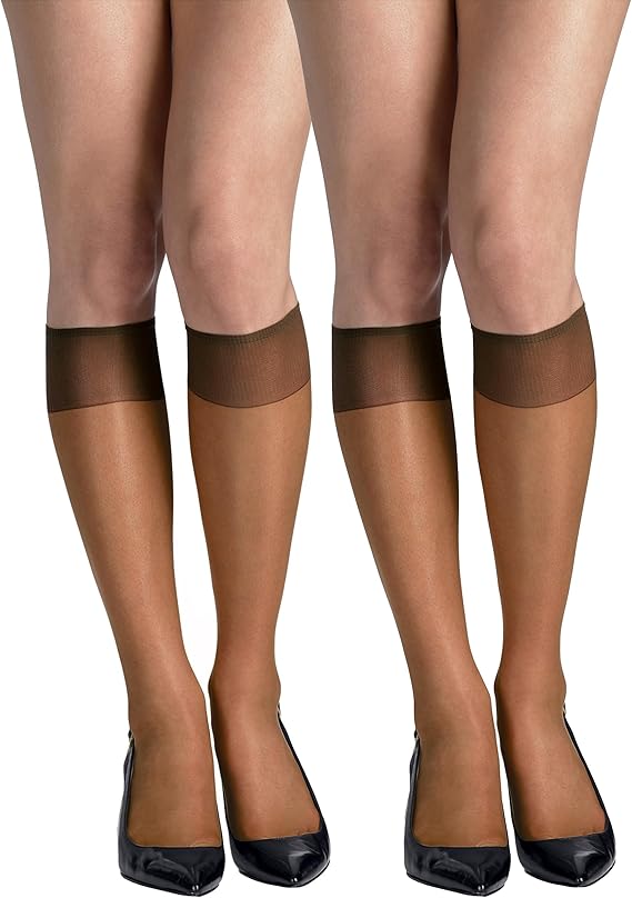 Hanes Silk Reflections Silky Sheer Knee Highs Gentle Brown OSFA 012036129815 Shoe Deals Outlet