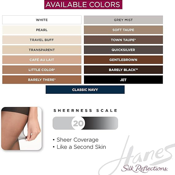 Hanes Silk Reflections Silky Sheer Non - Control Top Pantyhose Town Taupe CD 012036120553 Shoe Deals Outlet