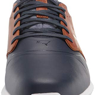 PUMA Ignite PWRADAPT Caged Crafted Golf Shoes - Men's Peacoat - leather Brown - puma Team Gold Shoe Deals Outlet