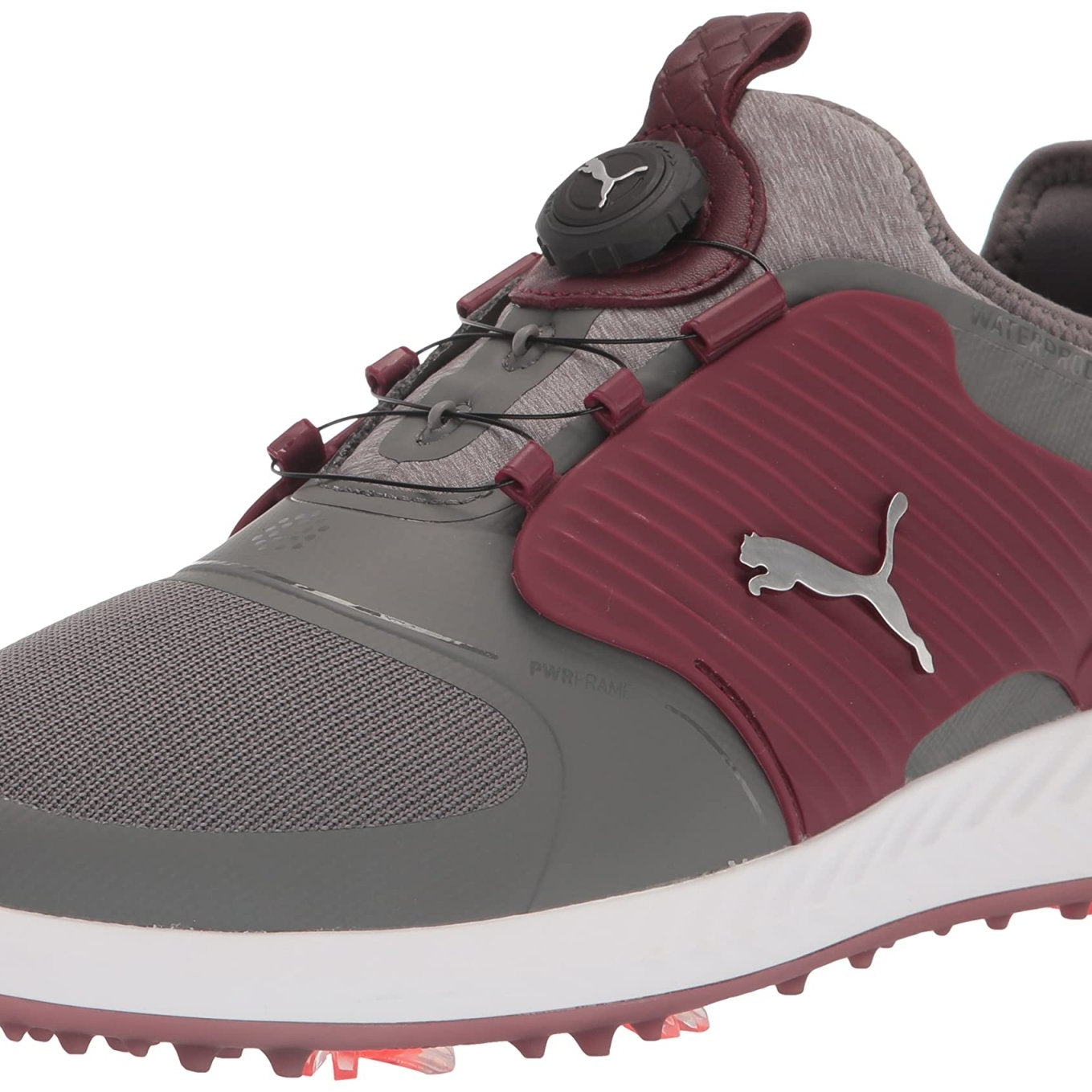 PUMA Ignite PWRADAPT Caged Golf Shoes - Men's Quiet Shade - puma Silver - zinfandel Shoe Deals Outlet