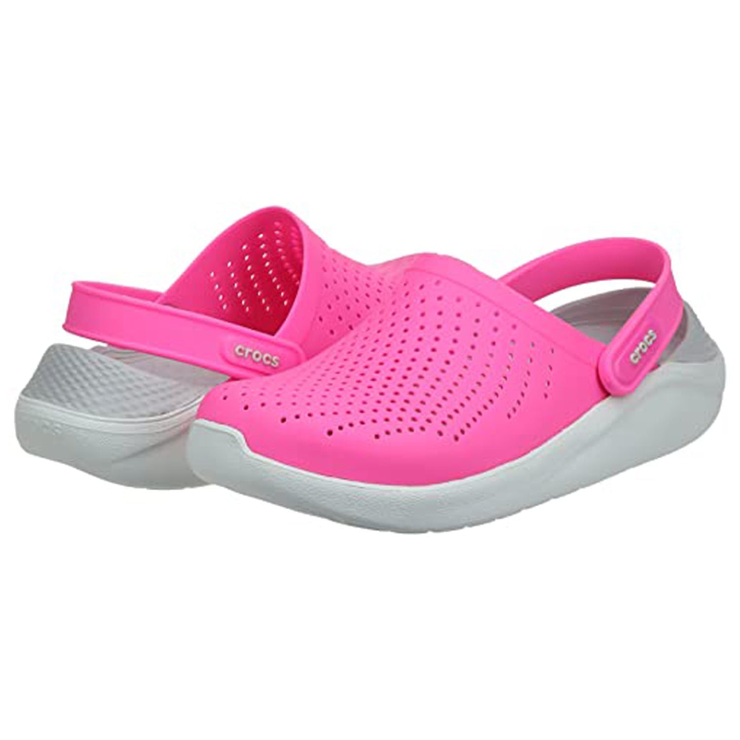 Crocs LiteRide Clog - Unisex Electric Pink/Almost White Shoe Deals Outlet