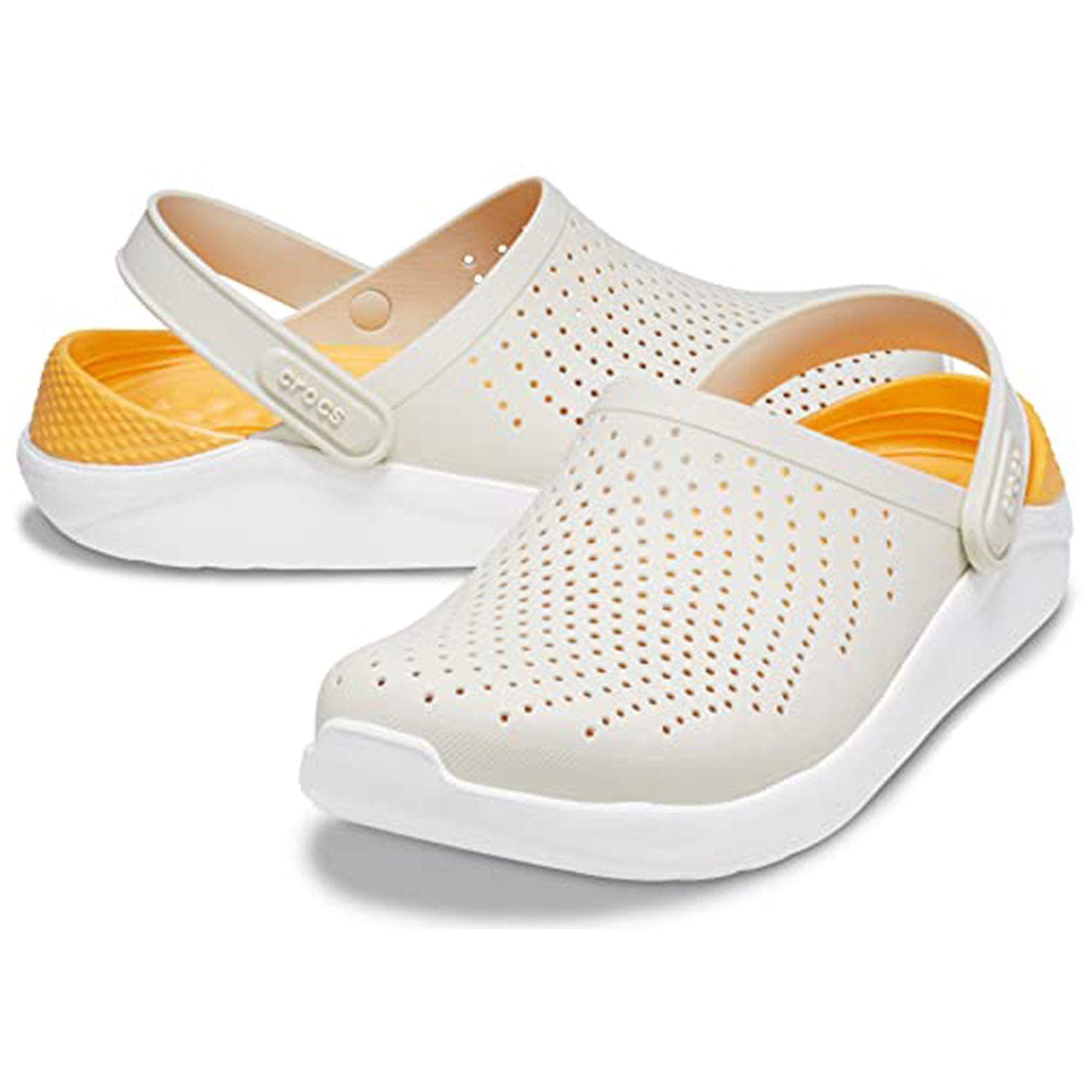 Crocs LiteRide Clog - Unisex Stucco/Orange Sorbet Shoe Deals Outlet