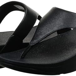 FitFlop Lulu Leather Toe - Post Sandals - Women's Black 2 Shoe Deals Outlet