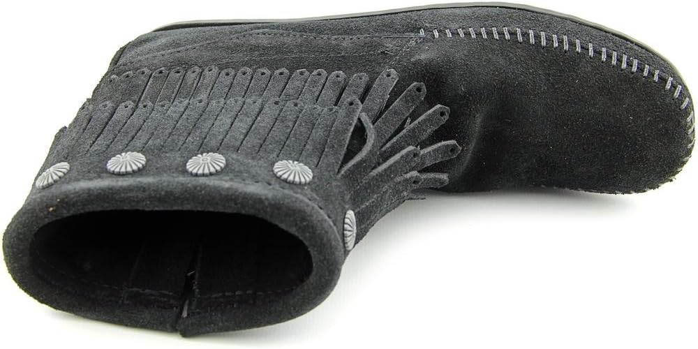 Minnetonka Double - Fringe Side Black 8.5 M 747647888287 Shoe Deals Outlet