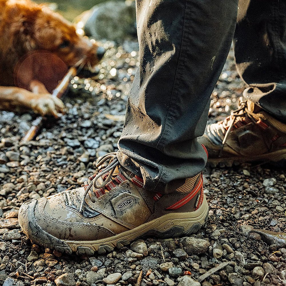 KEEN Ridge Flex - Men's Timberwolf/Ketchup Shoe Deals Outlet