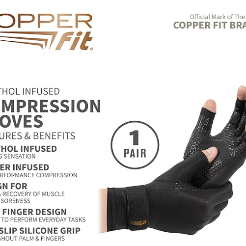 Copperfit Copper Fit Cfiglice Compression Gloves Menthol Infused - Unisex