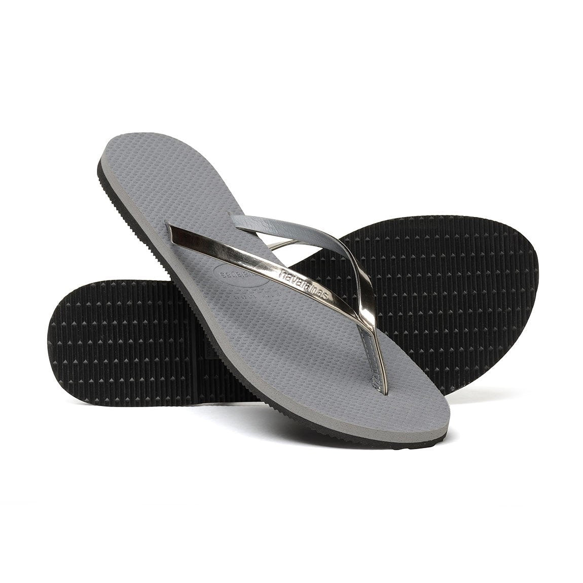 Havaianas Slim Flip Flops - Unisex Metallic Steel Grey Shoe Deals Outlet