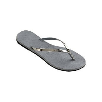 Havaianas Slim Flip Flops - Unisex Metallic Steel Grey Shoe Deals Outlet
