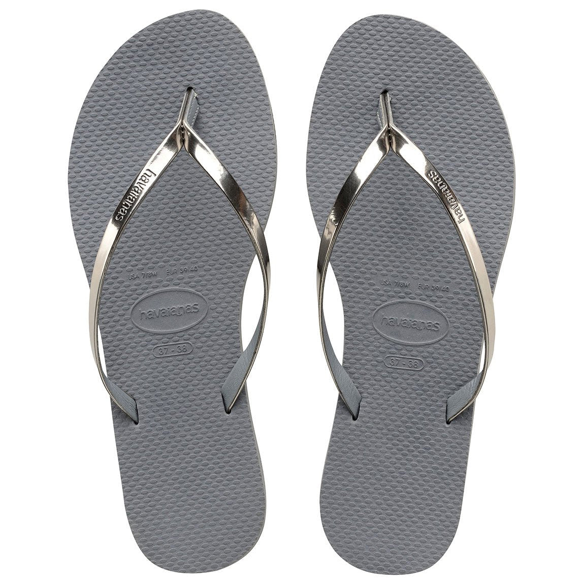 Havaianas Slim Flip Flops - Unisex Metallic Steel Grey Shoe Deals Outlet