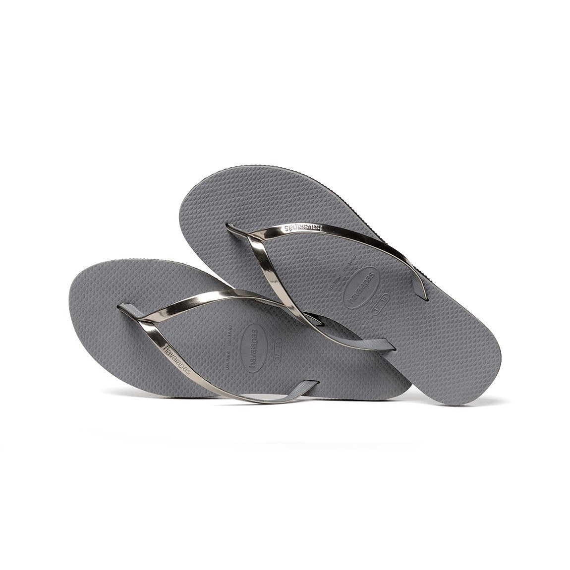 Havaianas Slim Flip Flops - Unisex Metallic Steel Grey Shoe Deals Outlet