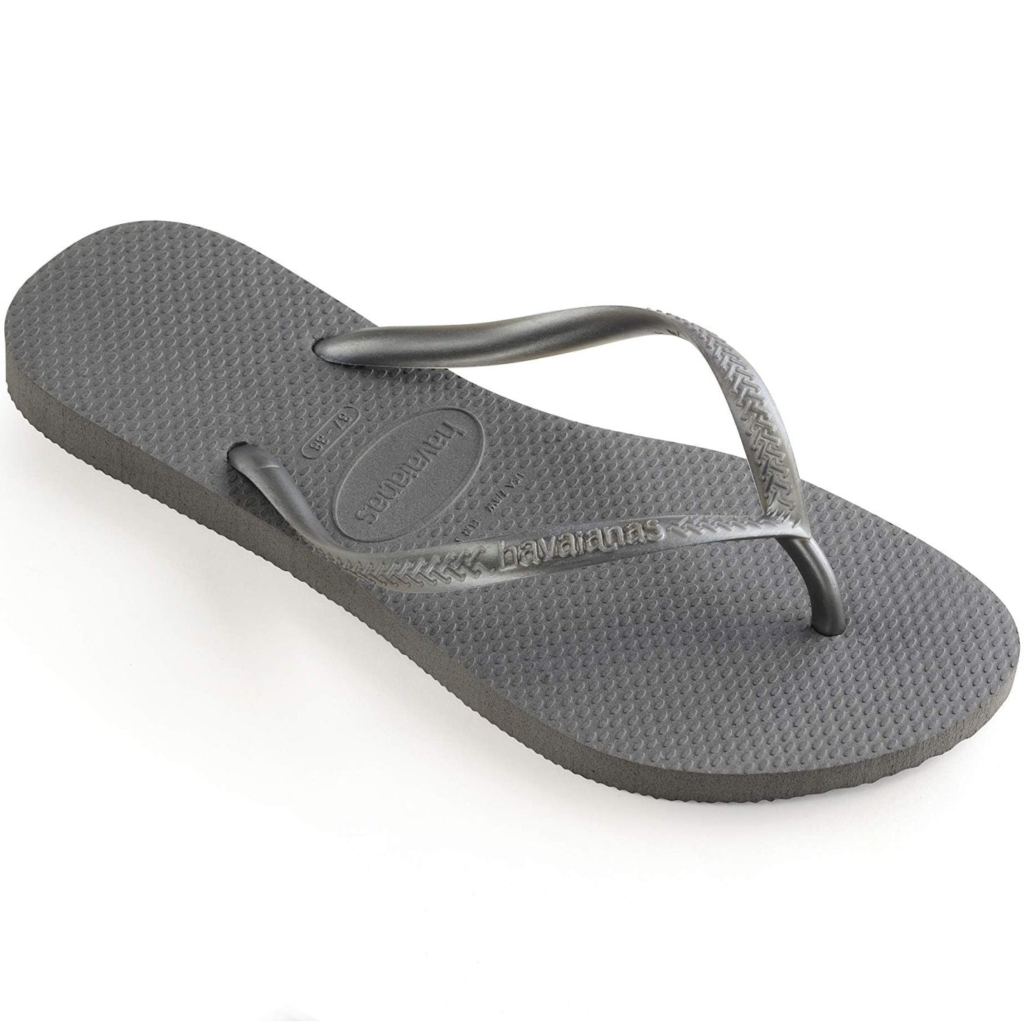 Havaianas Slim Flip Flops - Unisex Steel Grey Shoe Deals Outlet